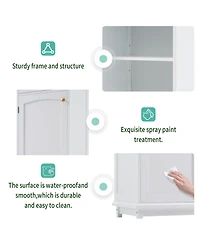 Airsurfer 63 Inch Freestanding Bathroom Storage Cabinet with Glass Doors and Adjustable Shelves Mdf Floor Cabinet for Bathroom