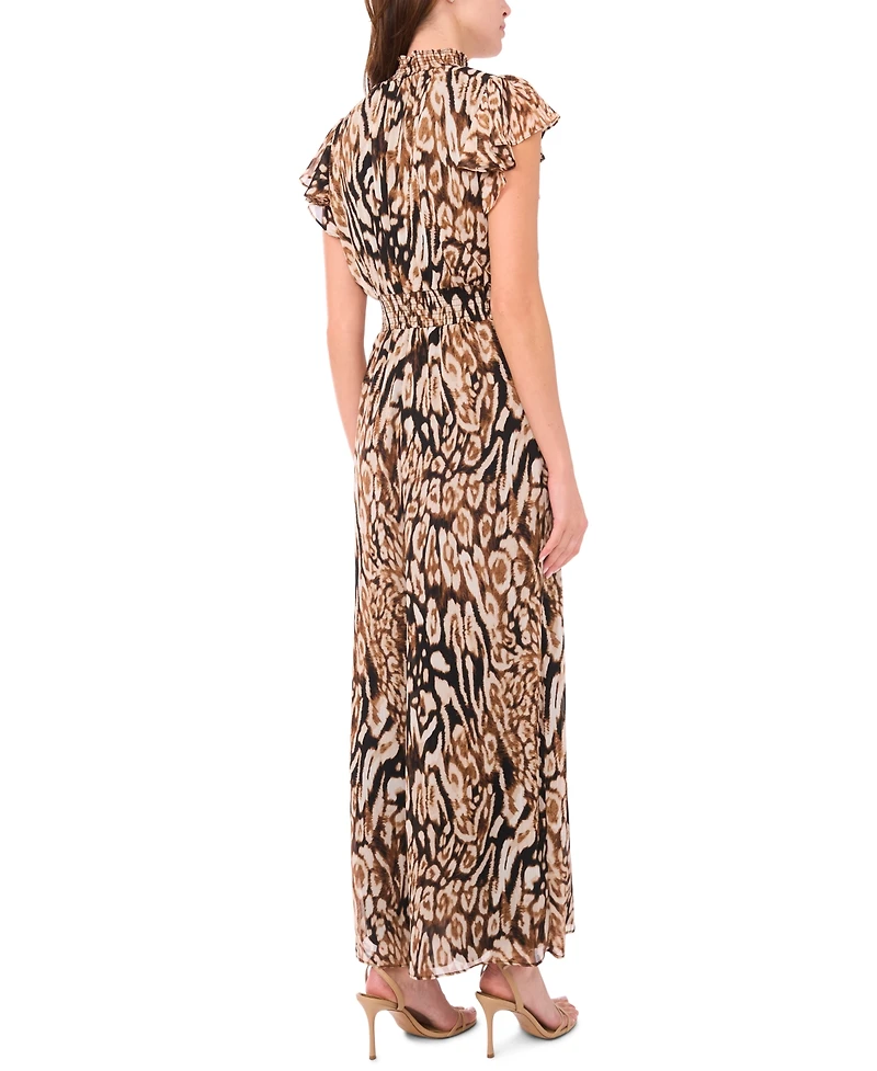 Msk Women's Flutter Sleeve Smocked Waist Jumpsuit