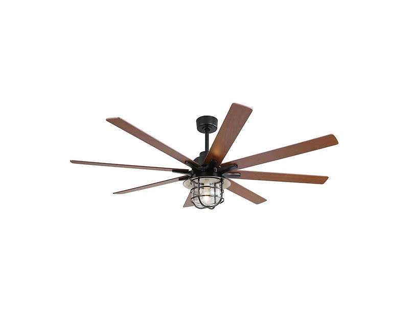 66-inch Modern Black 8-Blade Ceiling Fans with Light Kit and Remote Control