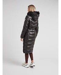 JACK1T Women's Diamond Belted Extra Long Down Coat