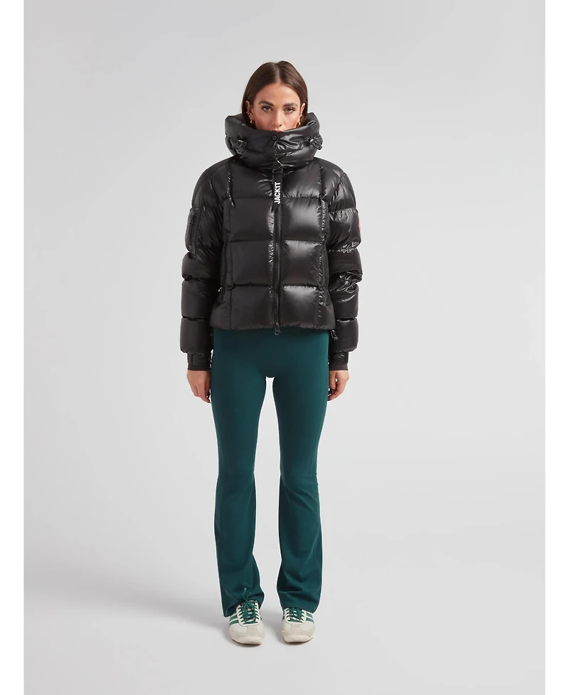 JACK1T Women's Ez Boxed Hooded Cropped Puffer Coat