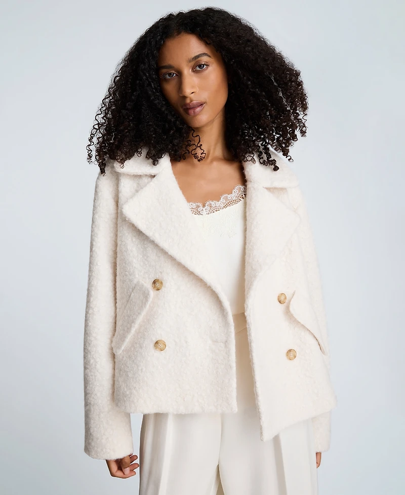 Kenneth Cole Women's Cropped Double-Breasted Peacoat Jacket