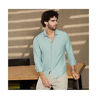 Campus Sutra Men's Sage Green Breezy Wrinked Relaxed Shirt