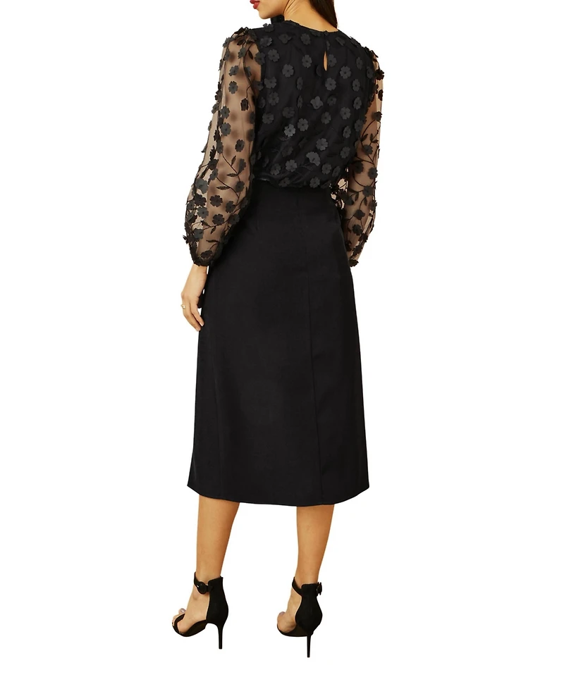 Yumi Women's Long Sleeve Sheer Floral Top