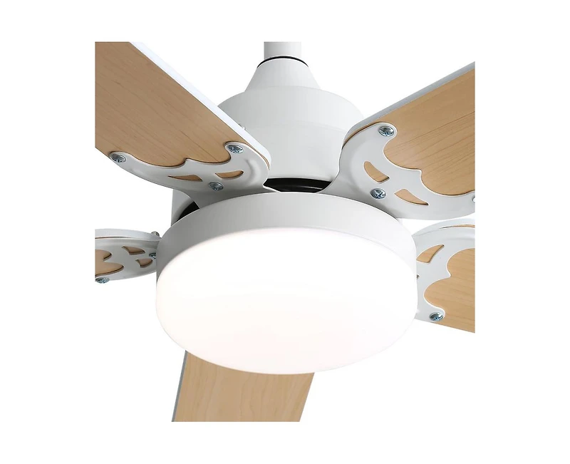 42-inch Modern Minimalist White 5-Blade Ceiling Fans with Led Lights and Remote Control