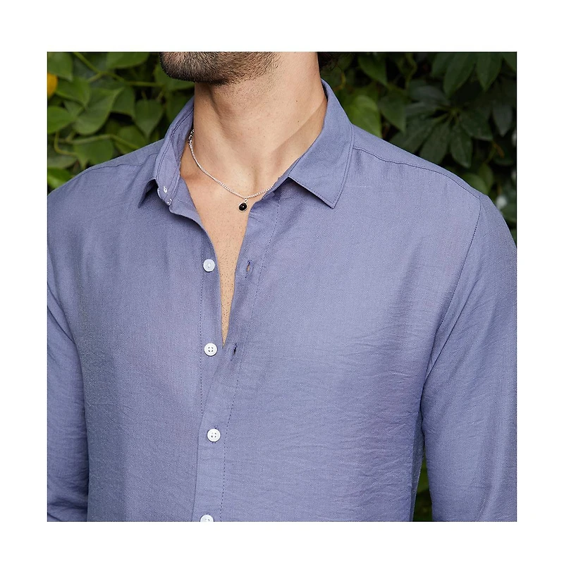Campus Sutra Men's Cornflower Blue Breezy Wrinked Relaxed Shirt