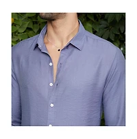 Campus Sutra Men's Cornflower Blue Breezy Wrinked Relaxed Shirt