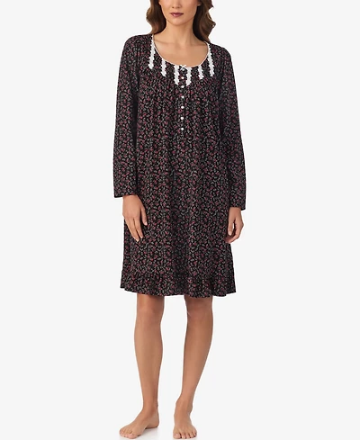 Eileen West Women's Long Sleeve Short Nightgown