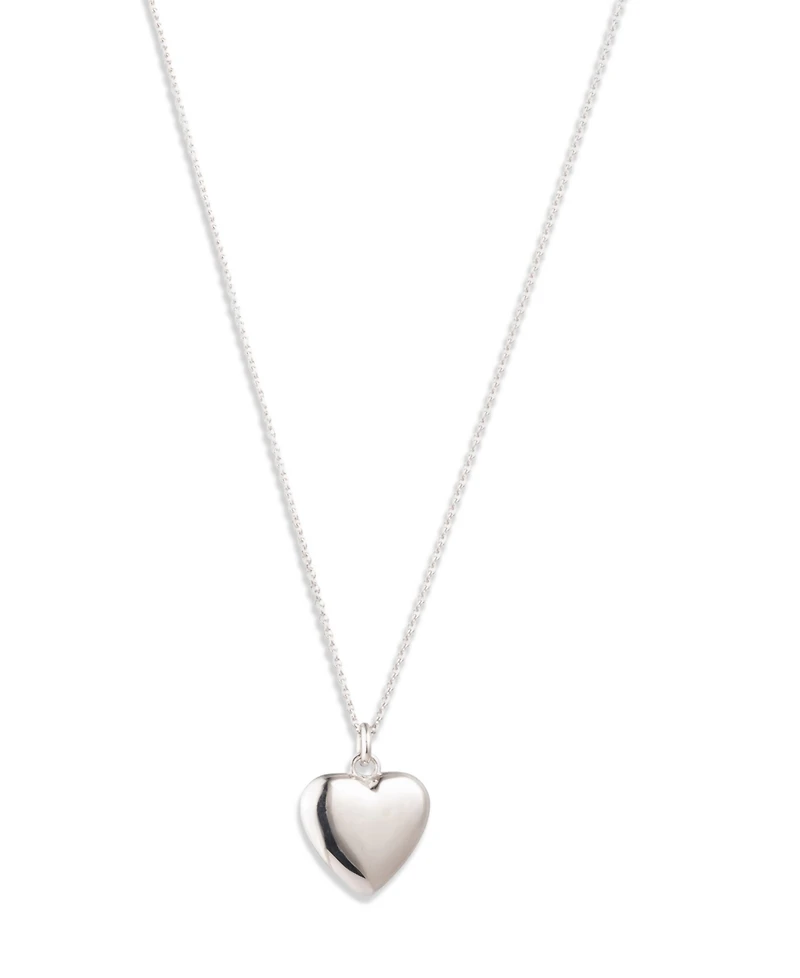Lauren Ralph Lauren Silver-Tone Puffy Heart Pendant Necklace