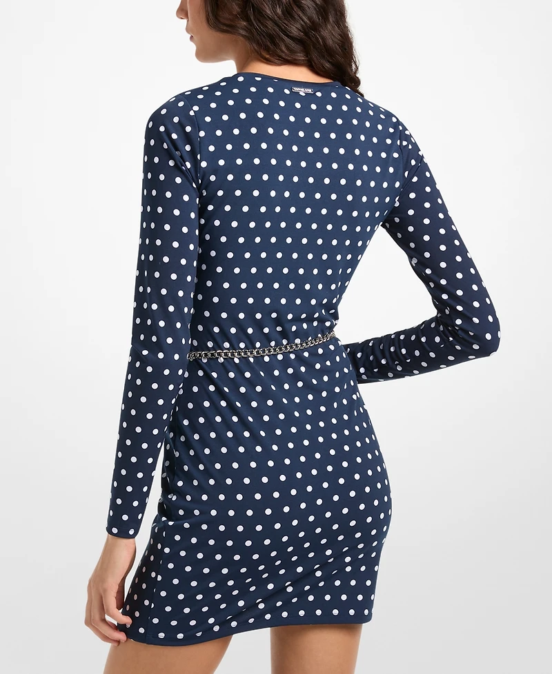 Michael Kors Women's Dotted Long-Sleeve Mini Dress