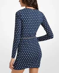 Michael Kors Women's Dotted Long-Sleeve Mini Dress