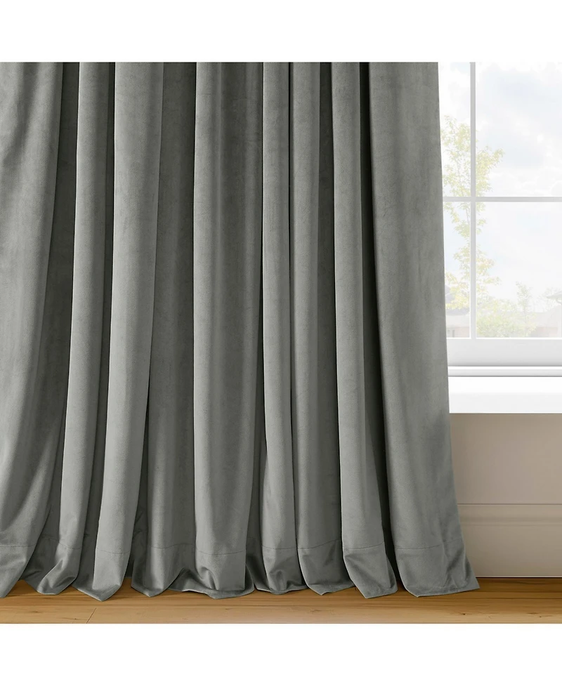 Half Price Drapes Silver Grey Grommet Signature Velvet Blackout Curtain