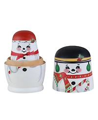 Mr. Christmas Snowman Family Nesting Wood Figurines, Set of 5