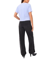 1.state Women's Eyelash Short Sleeve Cardigan Sweater