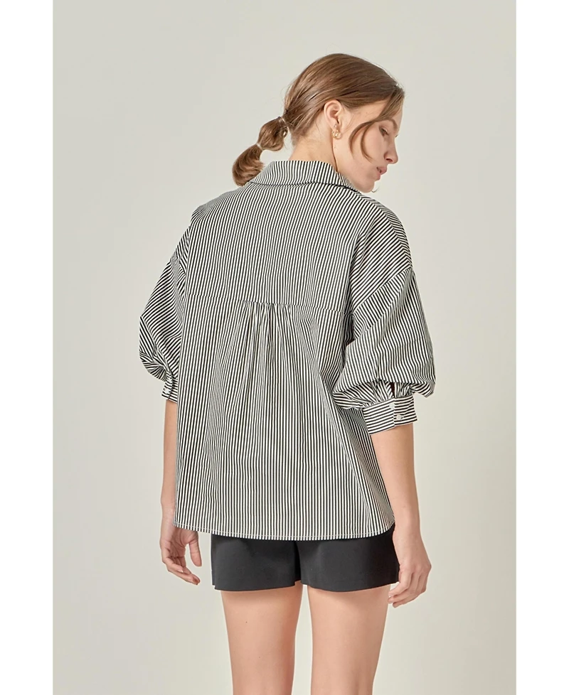 English Factory Women's Striped Button Down Shirt