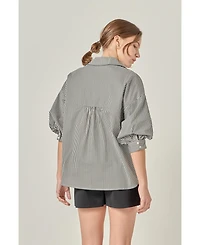 English Factory Women's Striped Button Down Shirt