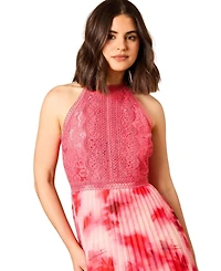 Oasis Women's Printed Lace Mix Halterneck Midi Dress
