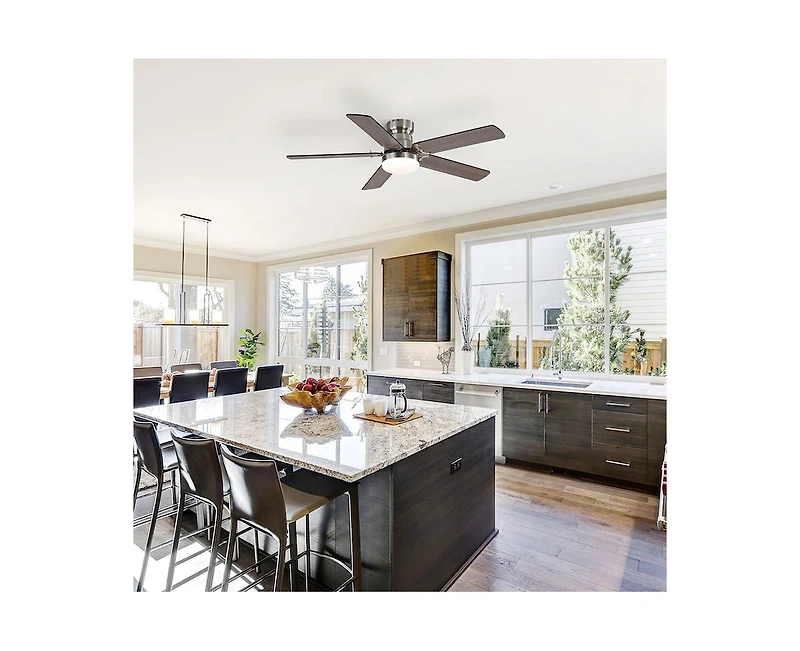 42-inch Modern Minimalist Sand Nickel 5-Blade Ceiling Fans with Led Lights and Remote Control