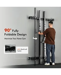 Mikolo 2" x Folding Wall Mounted Squat Rack, 1000 Pounds Capacity Power Rack with Pull Up Bar, J Hooks and Other Attachments, Space-Savin