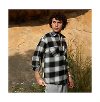 Campus Sutra Men's Onyx Black Tartan Utility Shacket