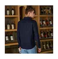 Campus Sutra Men's Navy Blue Breezy Wrinked Shirt