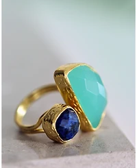 Ottoman Hands Avery Lapis and Aqua Chalcedony Cocktail Ring