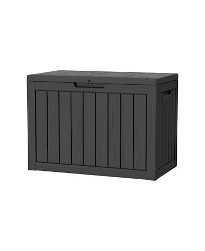 Decksplore 50 gal Patio Waterproof Resin Deck Box Lockable Outdoor Storage Garden Tools
