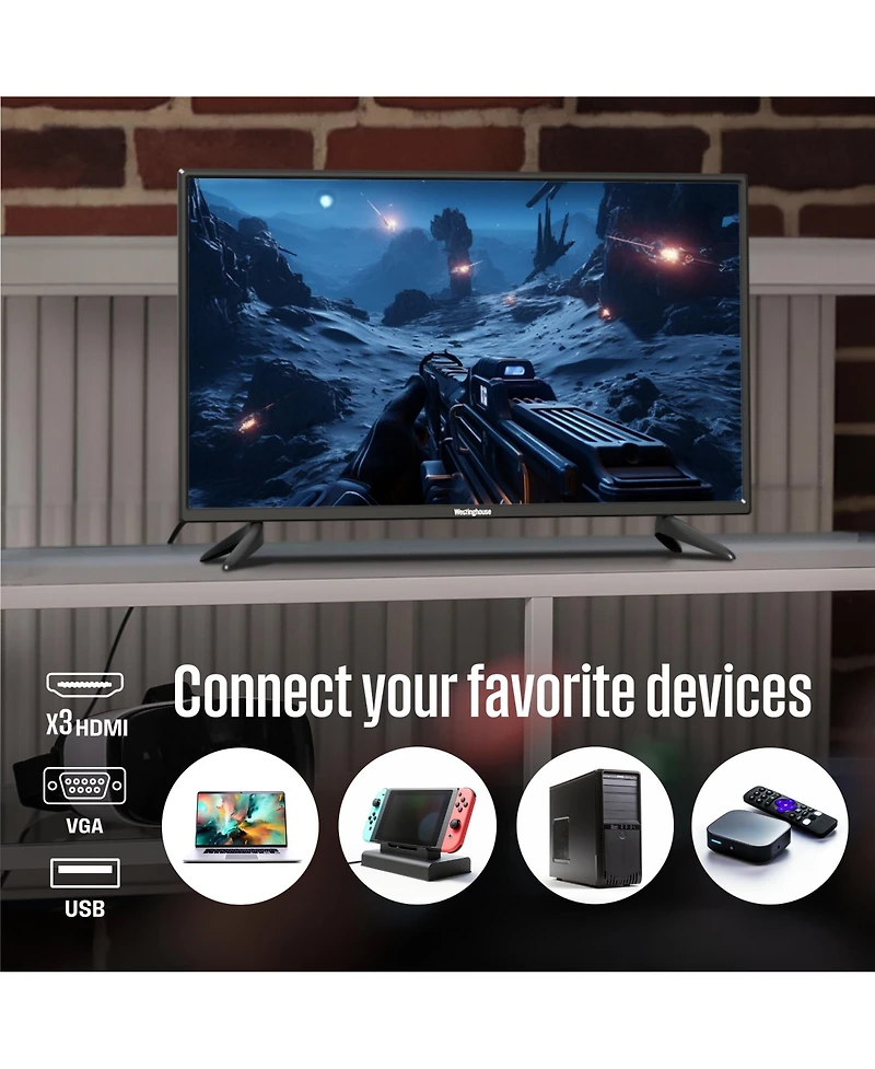 Westinghouse 24" Hd Led Tv with Built-In Dvd Player – Non-Smart Flat Screen, Hdmi & Usb, Compatible with Fire Stick, Roku, Apple Tv, TiVo, Xumo