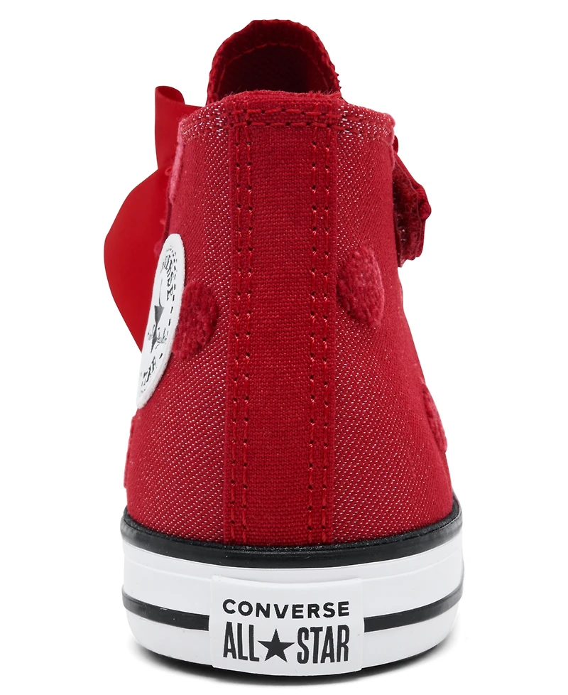 Converse Toddler Girls' Chuck Taylor All Star Bows High Top Fastening Strap Casual Sneakers from Finish Line