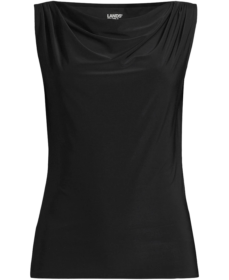 Lands' End Women's Plus Sleeveless Silky Knit Drape Front Top