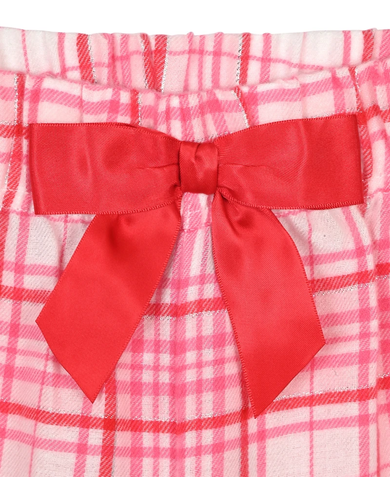 Max & Olivia Little and Big Girls 3-Piece Pointelle Plaid Print Pajama Set