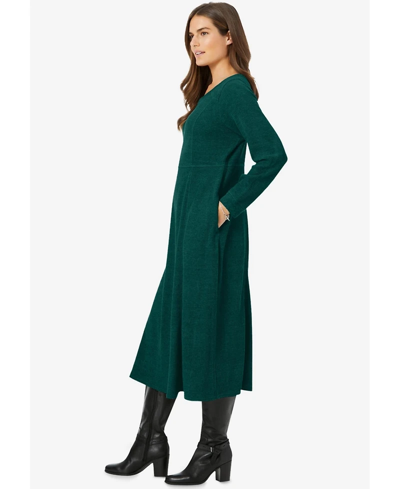 Woman Within Plus Petite Thermal Knit A-Line Dress