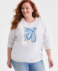 Style & Co Plus Graphic Fleece Sweatshirt, Macy's Exclusive