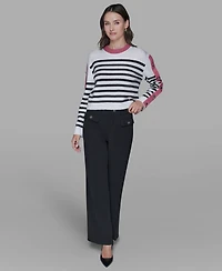 Karl Lagerfeld Paris Women's Contrast Trim Pull-On Sweater