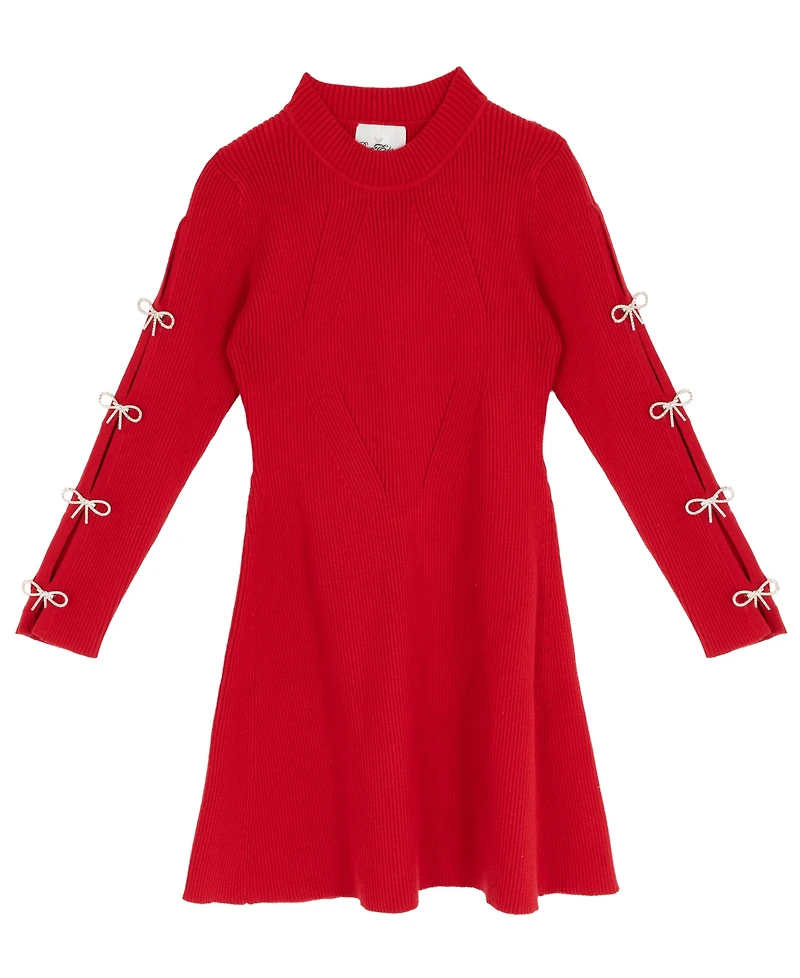 Rare Editions Girls 7-16 Bow Detail Long Sleeve Dress