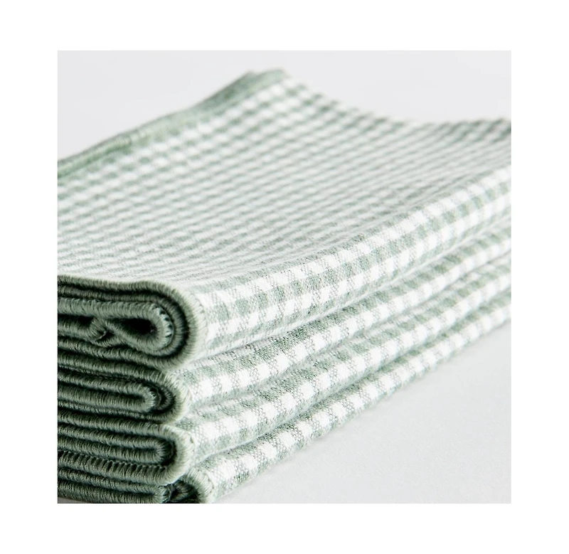 Napa Home & Garden 18" Vibrant Green Plaid Cotton Dinner Napkins Set of 4 for Dining & Table Decor