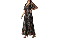 Kiyonna Women's Embroidered Elegance Evening Gown with Sleeves