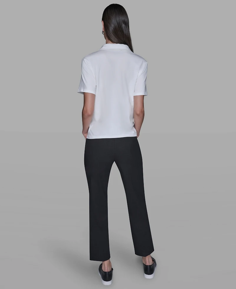 Karl Lagerfeld Paris Women's Short-Sleeve Collared Polo Top