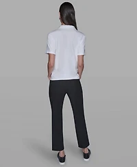 Karl Lagerfeld Paris Women's Short-Sleeve Collared Polo Top