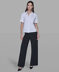 Karl Lagerfeld Paris Women's Tonal Embroidered Top