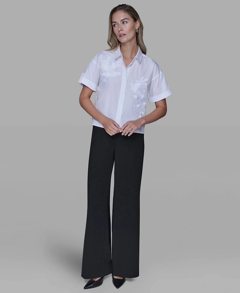 Karl Lagerfeld Paris Women's Solid Floral Top