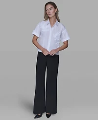 Karl Lagerfeld Paris Women's Solid Floral Top