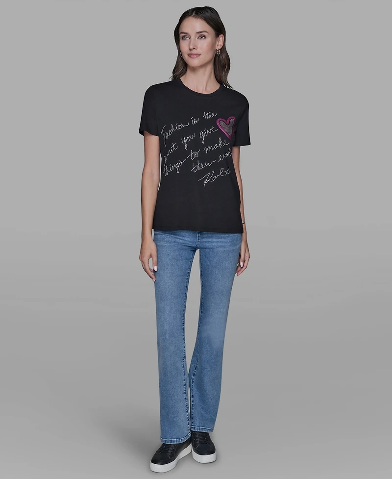 Karl Lagerfeld Paris Women's Printed Short-Sleeve T-Shirt