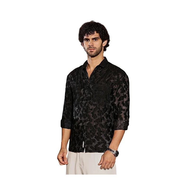 Campus Sutra Men's Charcoal Grey Nimbus Dark-Tone Shirt