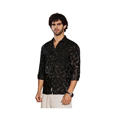 Campus Sutra Men's Charcoal Grey Nimbus Dark-Tone Shirt