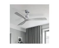 Sofucor 52-inch Modern Silver 3 Blades Walnut Ceiling Fan with 6 Speed Remote control and Timing and Forward Reverse Rotation Function for Indoor