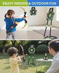2-Pack Led Bow and Arrow Set for Kids with 12 Suction Arrows, 1 Standing Target, 3 Score Targets & 2 Light-u Quiver