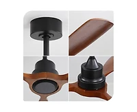 48-inch Modern Black 3-Blade Flush Mount Ceiling Fans Supports Remote Control 6-Speed Arbitrary Adjustment and Timing Function