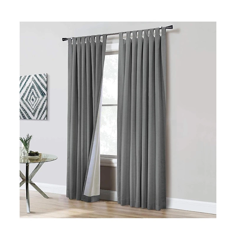 Commonwealth Home Fashions Ventura Tab Top Curtain Panel Pair Window Dressing each - 78x84", Dark Grey