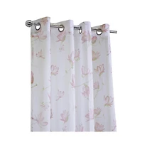 Habitat Magnolia Light Filtering Pink Watercolor Floral Print Grommet Curtain Panel 52" x 108" White Pink
